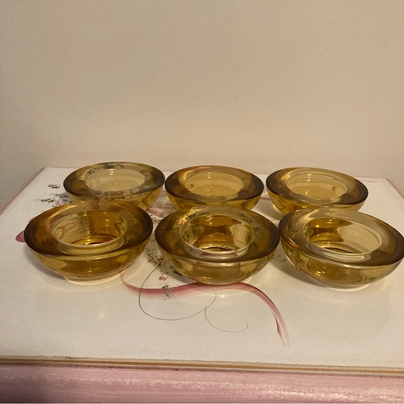 Hosley 3” Tea Light Holders Set of Six in Amber - Picture 2 of 3